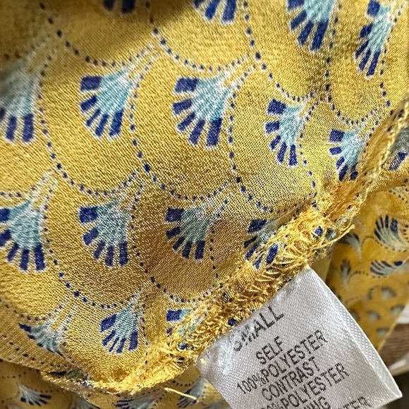 Aina Be Yellow and Blue Patterned Blouse. Retro. - Picture 10 of 10